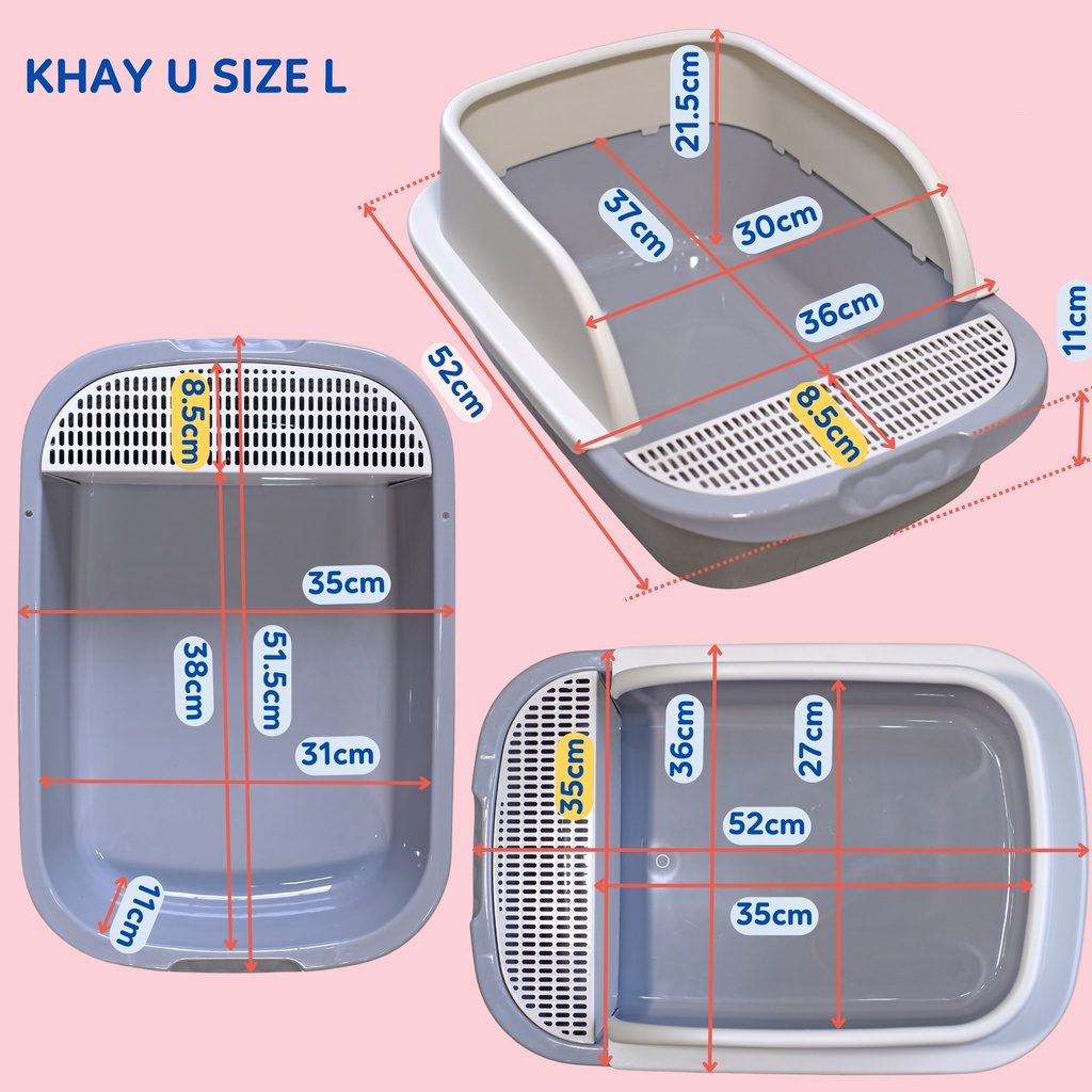 Khay vệ sinh thành cao cho mèo, khay vệ sinh chống văng cát - Ảnh 8