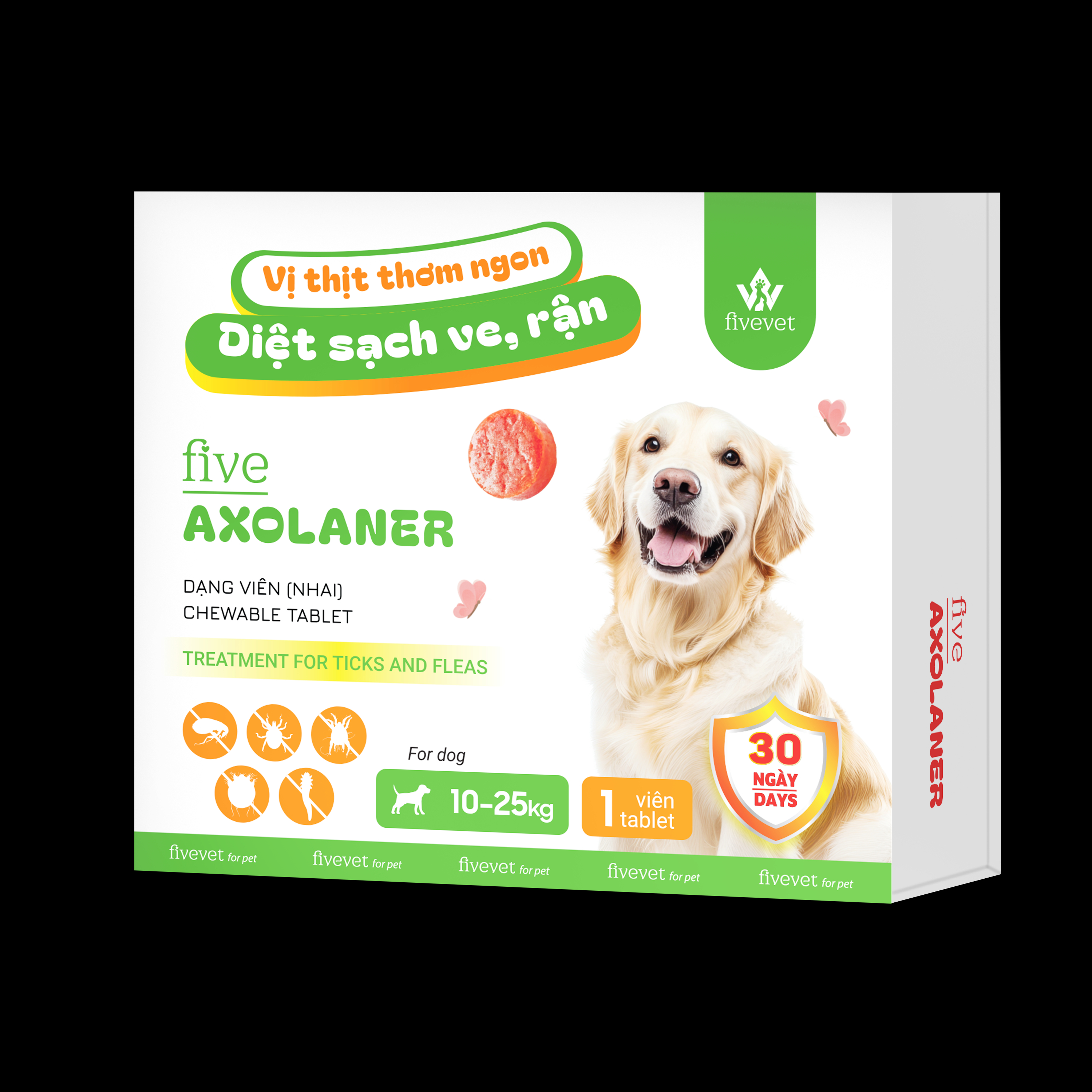 Alternative view of Five Axolaner &ndash; Vi&ecirc;n Nhai Trị Ve Rận, Bọ Ch&eacute;t Hiệu Quả Cho Ch&oacute;